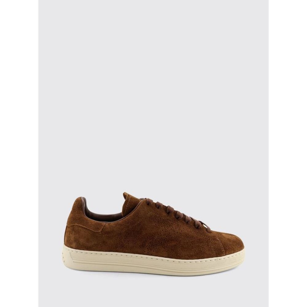 Tom Ford Men Tom Ford Suede Calfskin Low Top Sneakers With Embossed Logo